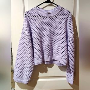 Lilac purple open knit sweater